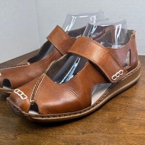 Reiker Womens Antistress Cognac Leather Mary Jane Comfort Sandals Shoes, eu 40